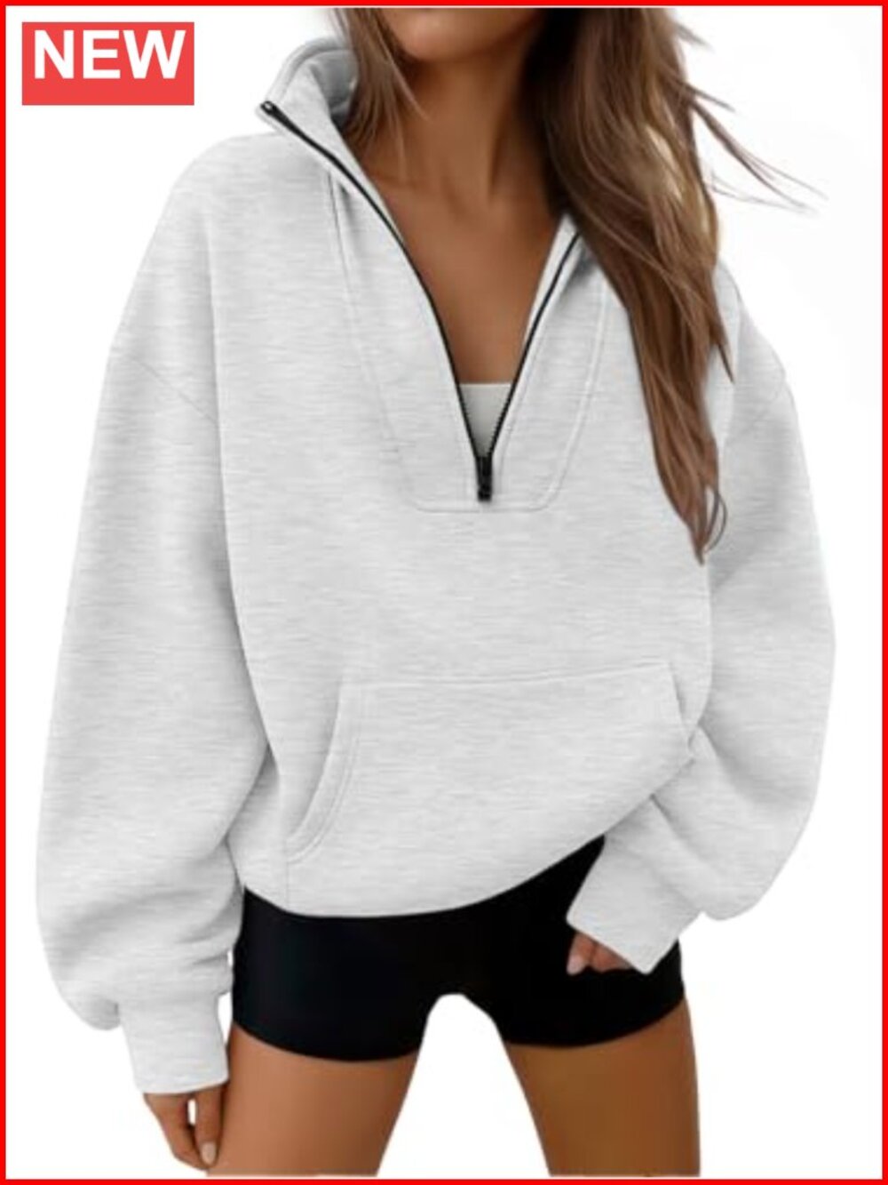Cotton Polyester Half Zip Pullover Sweatshirt Hoodie Workout